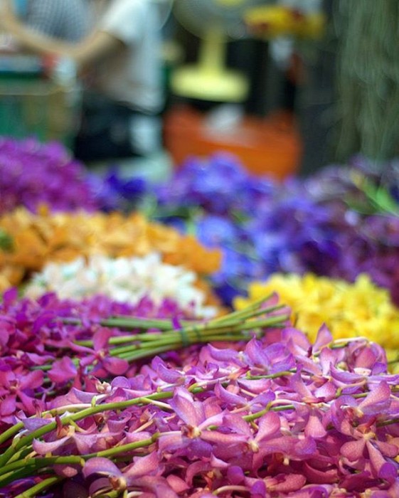 Bangkok, il mercato dei fiori, di notte 
